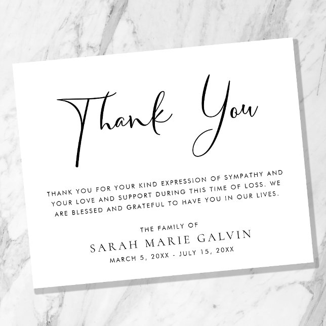 Elegant Memorial Funeral Thank You Card (Creator Uploaded)