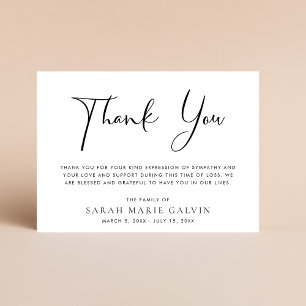 Elegant Memorial Funeral Thank You Card