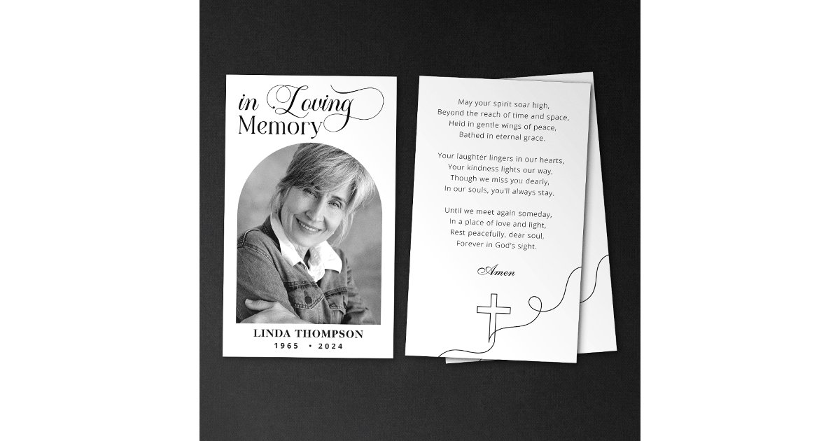 Elegant Memorial In Loving Memory Prayer Card | Zazzle