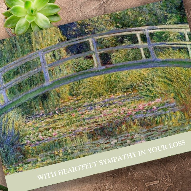 Elegant Memorial Lily Pond Condolence Sympathy Card (Monet Lilly Pond Memorial Sympathy Card)