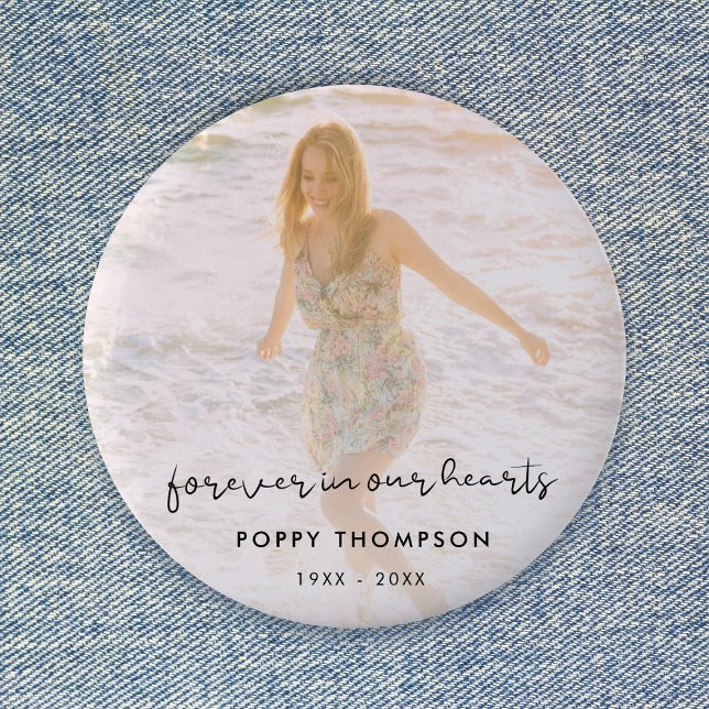 Elegant Memorial Photo Chic Funeral Favor Tribute 6 Cm Round Badge (Creator Uploaded)