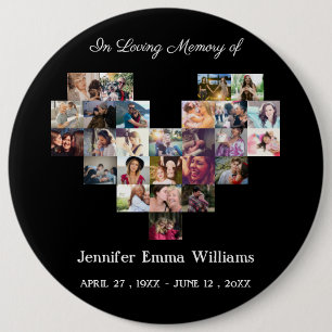 Elegant Memorial Photo collage Funeral Sympathy 6 Cm Round Badge