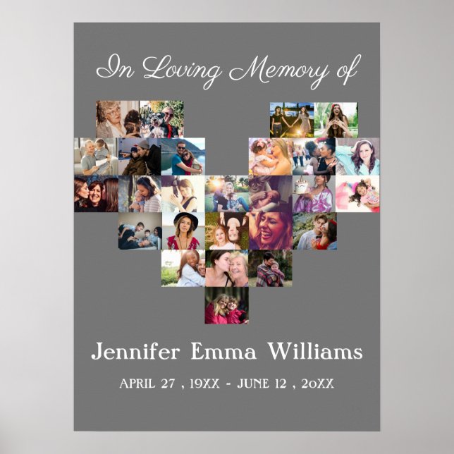 Elegant Memorial Photo collage Funeral Sympathy  P Poster (Front)