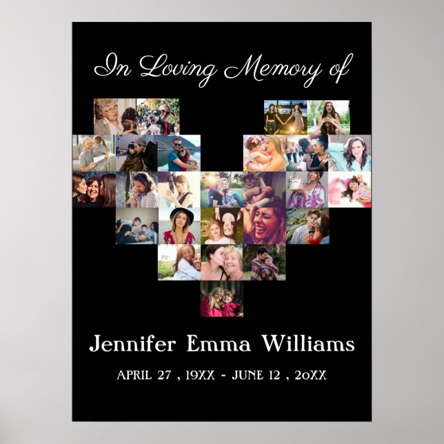Elegant Memorial Photo collage Funeral Sympathy  Poster (Front)