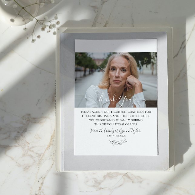 Elegant Memorial | Photo Sympathy Thank You Card (Creator Uploaded)