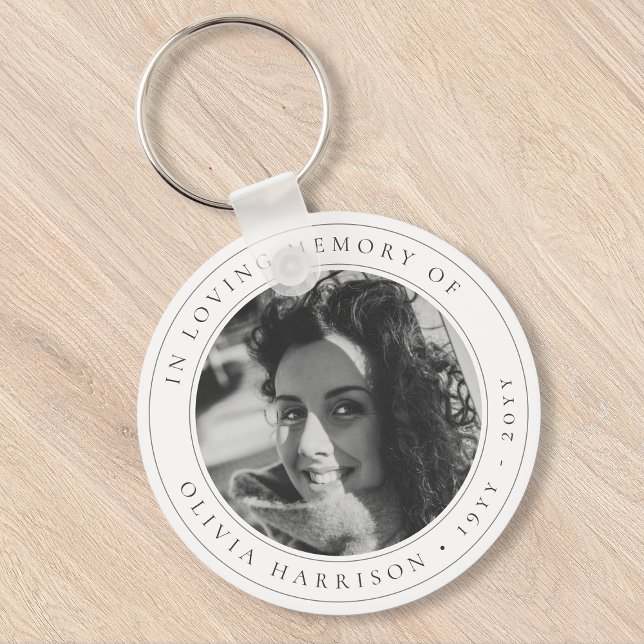Elegant Memorial Sympathy Tribute Black and White Key Ring (Creator Uploaded)