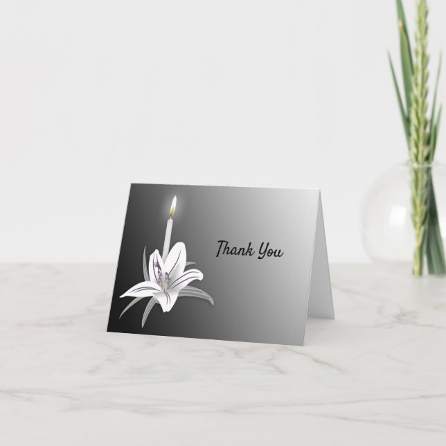 Elegant Memorial Thank You with Candle Flame Card (Front)
