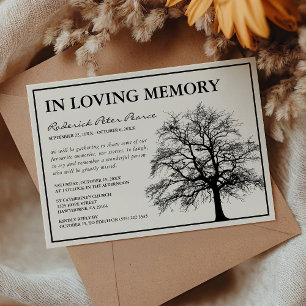 Elegant Memorial Tree   Funeral Service Invitation