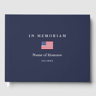 Elegant Memorial United States Flag Guest Book