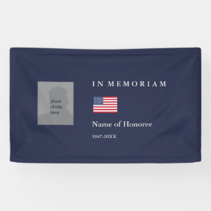 Elegant Memorial with photo and United States Flag Banner
