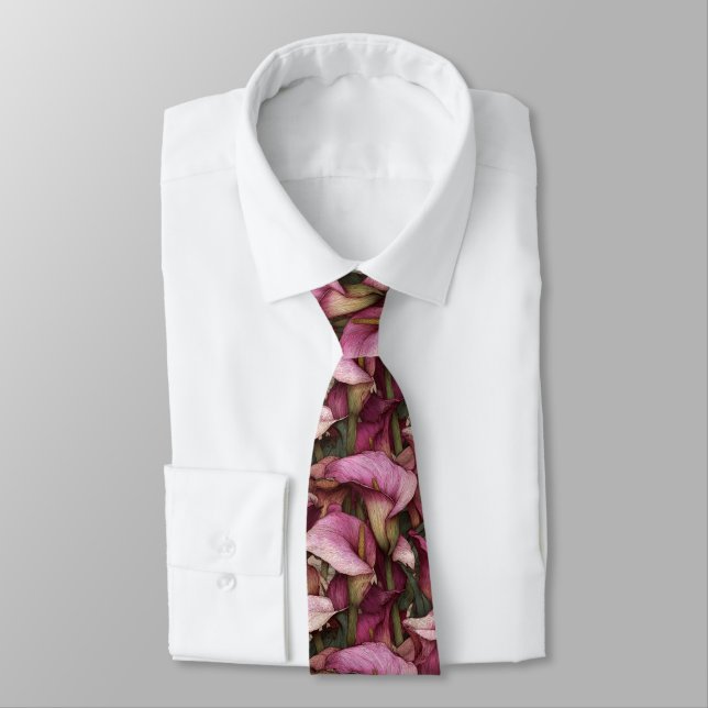 Elegant Men Gifts Calla Lilies Tie (Tied)
