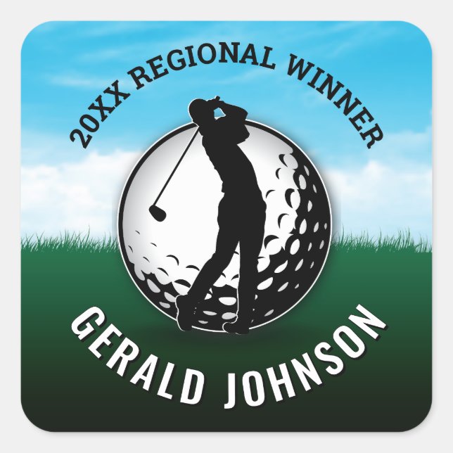 Elegant Men Golf Monogram Design Square Sticker (Front)