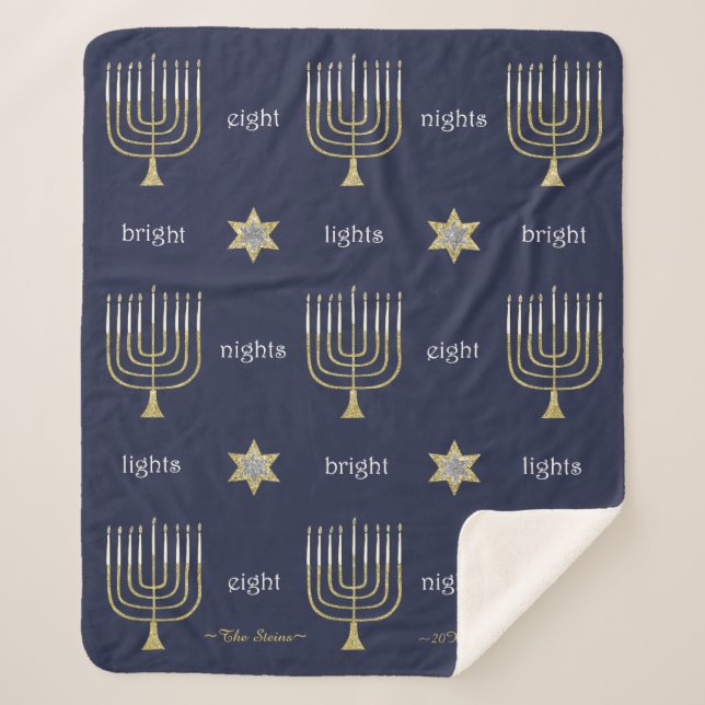 Elegant Menorahs Sherpa Hanukkah Blanket/Medium Blanket (Front)