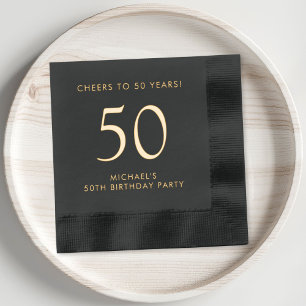 Elegant Mens 50th Birthday Party Foil Napkins
