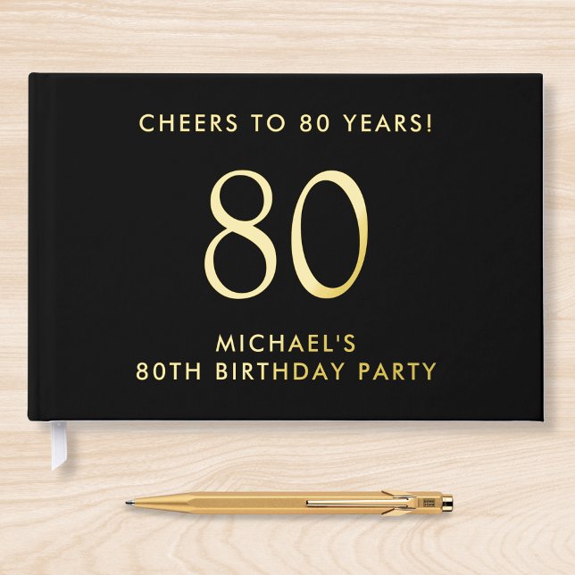Elegant Mens 80th Birthday Party Guest Book (Creator Uploaded)
