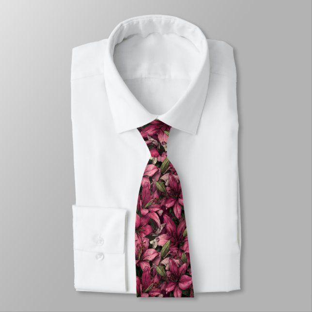 Elegant Menswear Ties Lilies Floral (Tied)