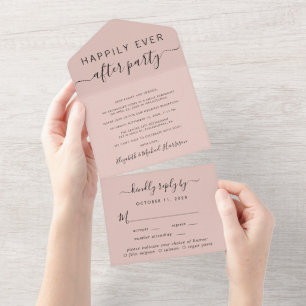 Elegant Menu Choice Blush Wedding Reception All In One Invitation