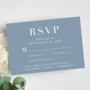 Elegant Menu Choice Dusty Blue Wedding RSVP