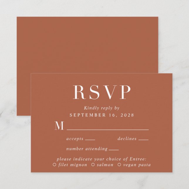 Elegant Menu Choice Terracotta Wedding (Front/Back)