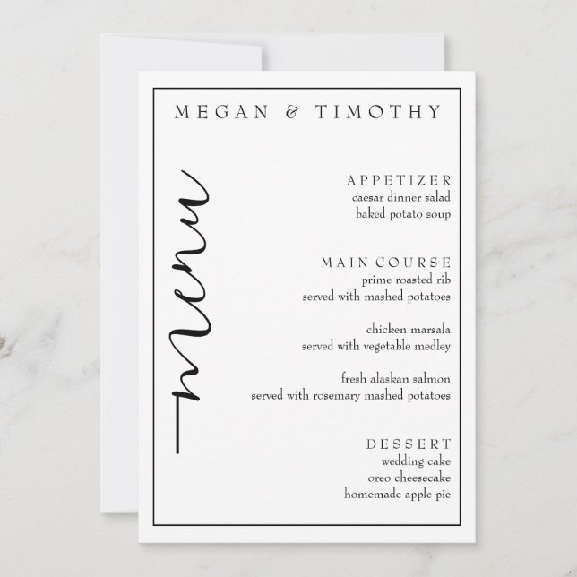 Elegant Menu for Wedding Invitation (Front)