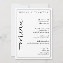 Elegant Menu for Wedding