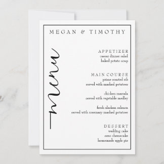 Elegant Menu for Wedding Invitation