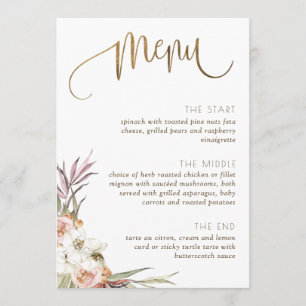 Elegant Menu/Place Card Dried Palm Leaves Cream