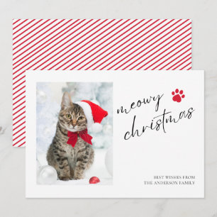 Elegant Meowy Christmas Cat Photo Christmas Holiday Card