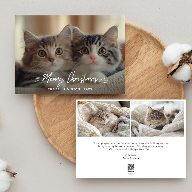Elegant Meowy Christmas Overlay Photo Holiday Card (Creator Uploaded)