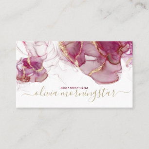 Elegant Merlot Gold Accent Alcohol Ink Business Card