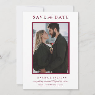 Elegant Merlot Red Two Sided Photo Wedding Save The Date