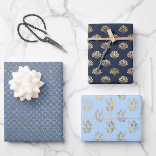 Elegant Mermaid Baby Shower Birthday Wrapping Paper Sheet