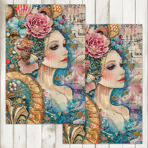 ELEGANT MERMAID DECOUPAGE TISSUE PAPER
