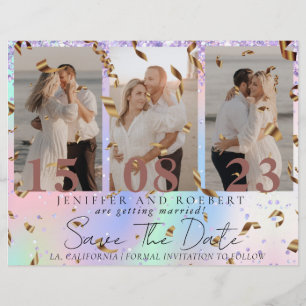 Elegant Mermaid Photo Collage Save the Date Card