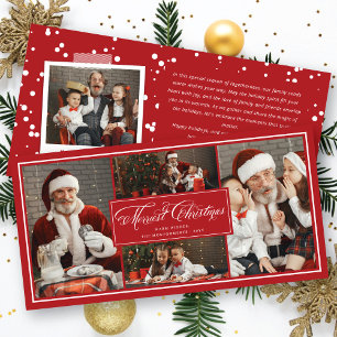 Elegant Merriest Christmas Fancy Script 4 Photo  Holiday Card