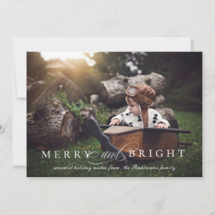Elegant Merry And Bright Christmas Photo Holiday Card