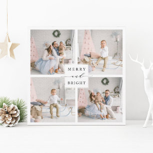 Elegant Merry & Bright 4 Photo Holiday Card
