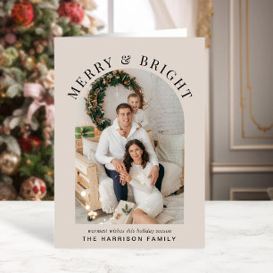 Elegant Merry Bright Arch Photo Christmas Card