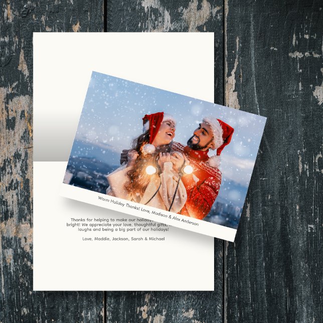 Elegant Merry & Bright Holiday Photo Thank You Card (Creator Uploaded)