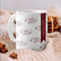 Elegant Merry & Bright Trendy Red White Christmas