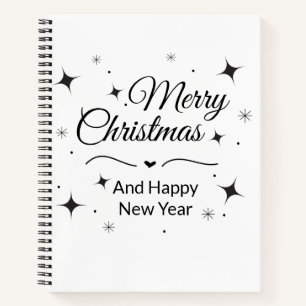 Elegant Merry Christmas and Happy New Year Notebook