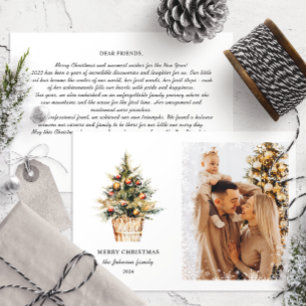 Elegant Merry Christmas Annual Family Review Photo Holiday Card