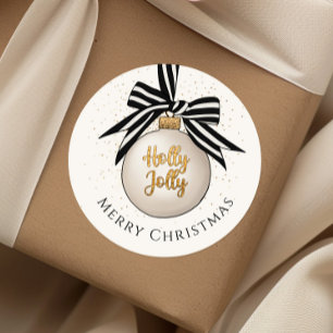 Elegant Merry Christmas Bauble  Classic Round Sticker