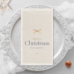 Elegant Merry Christmas Beige Napkin