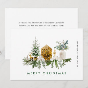 Elegant Merry Christmas Boho Composition Corporate Holiday Card