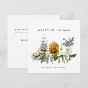 Elegant Merry Christmas Boho Composition Corporate Holiday Card