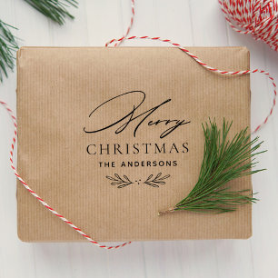 Elegant Merry Christmas Botanical Family Self-inking Stamp