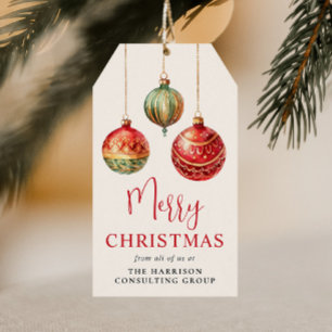 Elegant Merry Christmas Business Logo Holiday Gift Tags