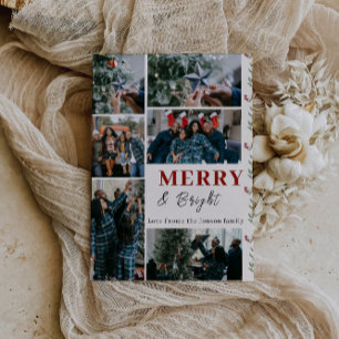 Elegant Merry Christmas Card with Bells and Pineco