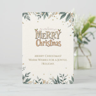 Elegant Merry Christmas Card with Festive Foliage.
